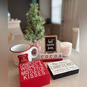 7 Piece Hot Cocoa Holiday Mug and Decor Set